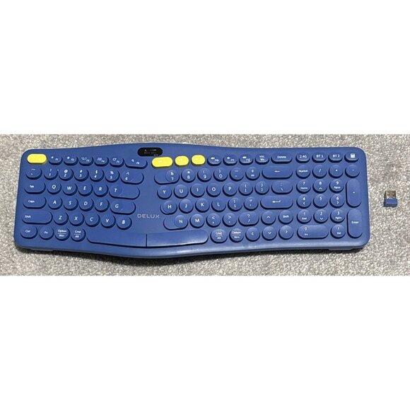 DELUX Blue GM903CV Wireless Ergonomic Split Keyboard w/ OLED Screen & Bluetooth